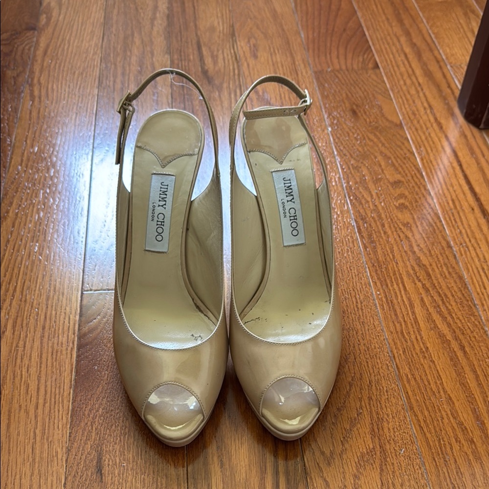 Jimmy Choo Beige Peep Toe Women's Shoes